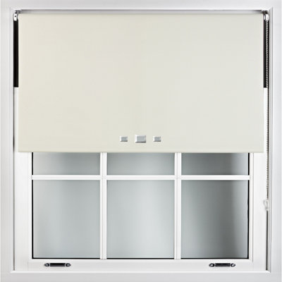 FURNISHED Blackout Roller Blinds with Triple Square Eyelets and Metal Fittings- Cream Trimmable (W)225cm (L)165cm
