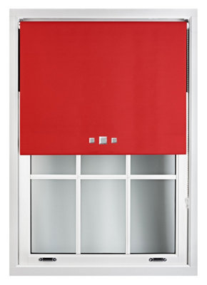 FURNISHED Blackout Roller Blinds with Triple Square Eyelets and Metal Fittings- Red Trimmable (W)130cm (L)165cm