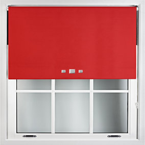 FURNISHED Blackout Roller Blinds with Triple Square Eyelets and Metal Fittings- Red Trimmable (W)150cm (L)165cm