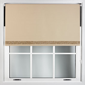 Furnished Cappuccino Blackout Roller Blind With Gold Glitter Edge - Trimmable (W)55cm x (L)165cm