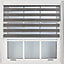 FURNISHED Day and Night Roller Blinds - Dark Grey Striped Roller Shades for Windows and Doors (W)140cm (L)165cm
