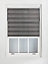 FURNISHED Day and Night Roller Blinds - Dark Grey Striped Roller Shades for Windows and Doors (W)55cm (L)165cm