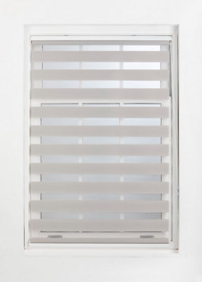 FURNISHED Day and Night Roller Blinds - Grey Striped Roller Shades for Windows and Doors (W)135cm (L)165cm - 4