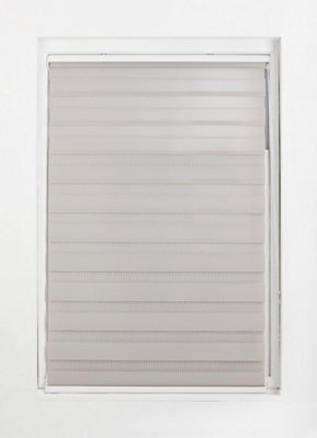 FURNISHED Day and Night Roller Blinds - Grey Striped Roller Shades for Windows and Doors (W)135cm (L)165cm - 5