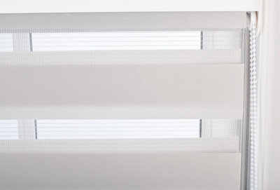 FURNISHED Day and Night Roller Blinds - Grey Striped Roller Shades for Windows and Doors (W)135cm (L)165cm - 6