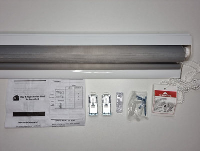 FURNISHED Day and Night Roller Blinds - Grey Striped Roller Shades for Windows and Doors (W)135cm (L)165cm - 7