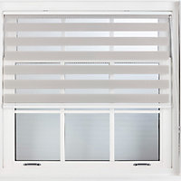 FURNISHED Day and Night Roller Blinds - Grey Striped Roller Shades for Windows and Doors (W)175cm (L)165cm