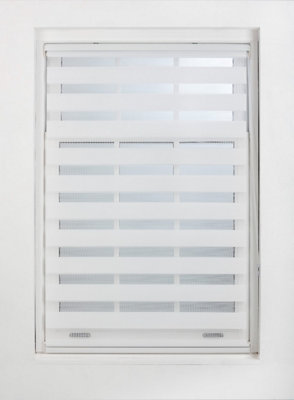FURNISHED Day and Night Roller Blinds - White Striped Roller Shades for Windows and Doors (W)120cm (L)165cm - 4