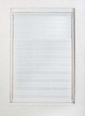 FURNISHED Day and Night Roller Blinds - White Striped Roller Shades for Windows and Doors (W)120cm (L)165cm - 5