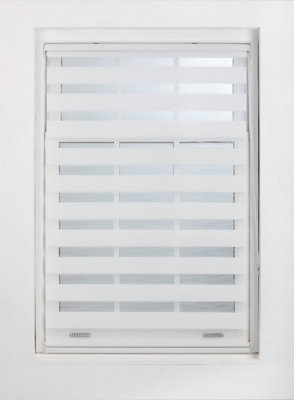 FURNISHED Day and Night Roller Blinds - White Striped Roller Shades for Windows and Doors (W)235cm (L)165cm