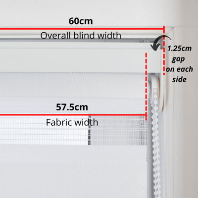 FURNISHED Day and Night Roller Blinds - White Striped Roller Shades for Windows and Doors (W)60cm (L)165cm - 8