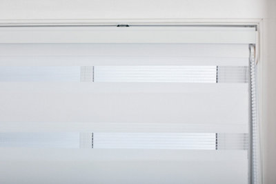 FURNISHED Day and Night Roller Blinds - White Striped Roller Shades for Windows and Doors (W)75cm (L)165cm - 6