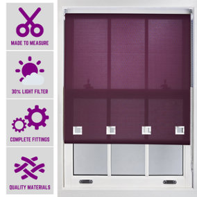 Furnished Daylight Roller Blind with Big Square Eyelets Free Cut Service - Aubergine (W)120cm x (L)210cm