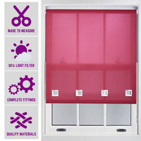Furnished Daylight Roller Blind with Big Square Eyelets Free Cut Service - Fuchsia Pink (W)120cm x (L)210cm