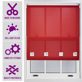 Furnished Daylight Roller Blind with Big Square Eyelets Free Cut Service - Red (W)60cm x (L)210cm