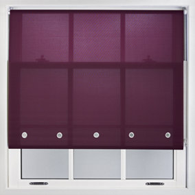 Furnished Daylight Roller Blind with Round Eyelets - Aubergine Trimmable, 100cm x 210cm