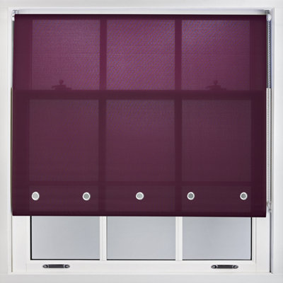 Furnished Daylight Roller Blind with Round Eyelets - Aubergine Trimmable, 140cm x 210cm