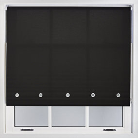Furnished Daylight Roller Blind with Round Eyelets - Black Trimmable, 100cm x 165cm