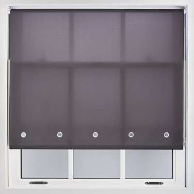 Furnished Daylight Roller Blind with Round Eyelets - Dark Grey Trimmable, 125cm x 165cm