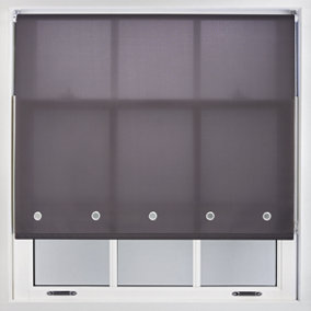Furnished Daylight Roller Blind with Round Eyelets - Dark Grey Trimmable, 140cm x 165cm