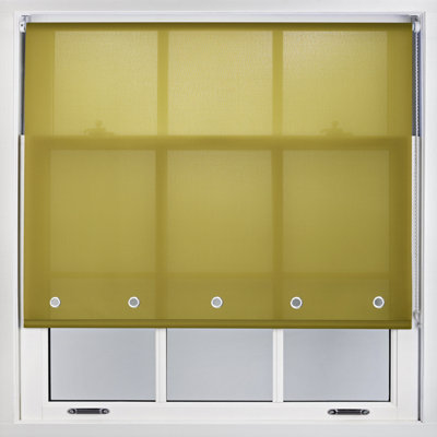 Furnished Daylight Roller Blind with Round Eyelets - Green Trimmable, 120cm x 210cm