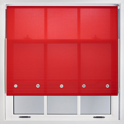 Furnished Daylight Roller Blind with Round Eyelets - Red Trimmable, 70cm x 210cm