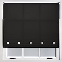 Furnished Daylight Roller Blind with Square Eyelets - Trimmable Black, 50cm x 165cm