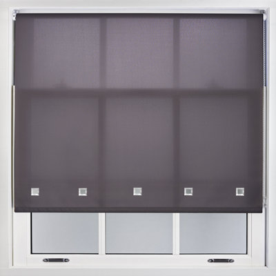 Furnished Daylight Roller Blind with Square Eyelets - Trimmable Dark Grey, 100cm x 165cm