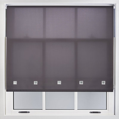 Furnished Daylight Roller Blind with Square Eyelets - Trimmable Dark Grey, 185cm x 165cm