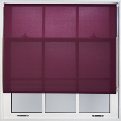 FURNISHED Daylight Roller Blinds - Aubergine Blue Trimmable Blind for Windows and Doors (W)110cm (L)210cm