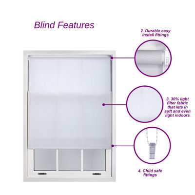 FURNISHED Daylight Roller Blinds - Black Trimmable Blind for Windows and Doors (W)100cm (L)165cm