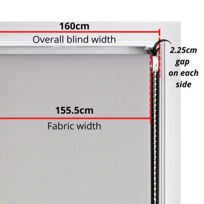 FURNISHED Daylight Roller Blinds - Black Trimmable Blind for Windows and Doors (W)160cm (L)165cm
