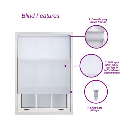 FURNISHED Daylight Roller Blinds - Black Trimmable Blind for Windows and Doors (W)160cm (L)165cm - 3
