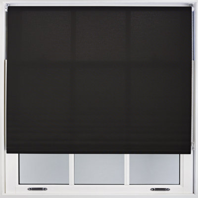 FURNISHED Daylight Roller Blinds - Black Trimmable Blind for Windows and Doors (W)200cm (L)165cm