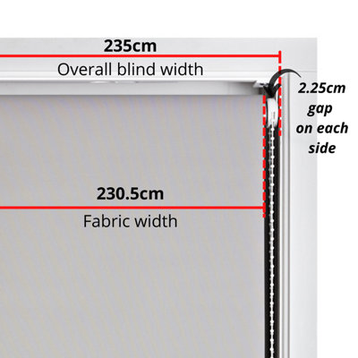 FURNISHED Daylight Roller Blinds - Black Trimmable Blind for Windows and Doors (W)235cm (L)165cm
