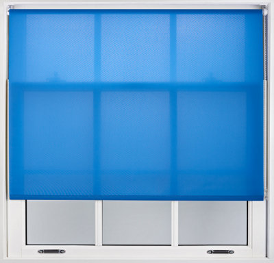 FURNISHED Daylight Roller Blinds - Blue Trimmable Blind for Windows and Doors (W)110cm (L)165cm