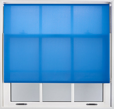 FURNISHED Daylight Roller Blinds - Blue Trimmable Blind for Windows and Doors (W)240cm (L)210cm