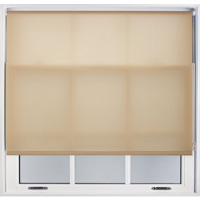 FURNISHED Daylight Roller Blinds - Cappuccino Trimmable Blind for Windows and Doors (W)100cm (L)210cm