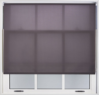 FURNISHED Daylight Roller Blinds - Dark Grey Trimmable Blind for Windows and Doors (W)110cm (L)165cm