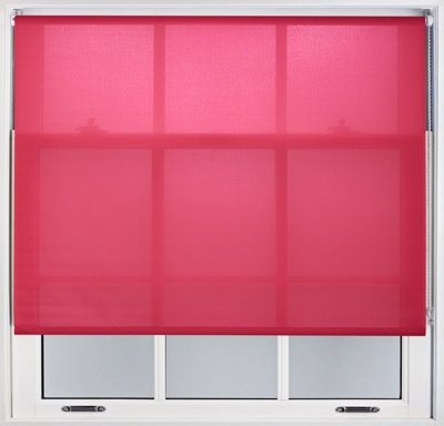 FURNISHED Daylight Roller Blinds - Fuchsia Pink Trimmable Blind for Windows and Doors (W)110cm (L)165cm