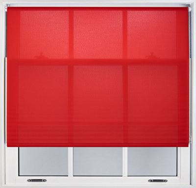 FURNISHED Daylight Roller Blinds - Red Trimmable Blind for Windows and Doors (W)110cm (L)165cm