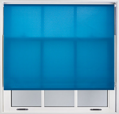 FURNISHED Daylight Roller Blinds - Teal Trimmable Blind for Windows and Doors (W)110cm (L)165cm