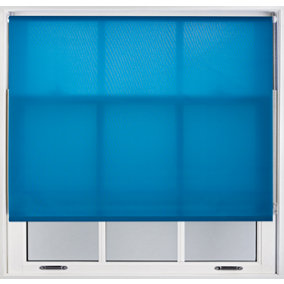 FURNISHED Daylight Roller Blinds - Teal Trimmable Blind for Windows and Doors (W)130cm (L)165cm