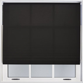 FURNISHED Daylight Roller Blinds with Metal Fittings - Black Trimmable Blind for Windows and Doors (W)185cm (L)210cm