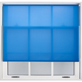 FURNISHED Daylight Roller Blinds with Metal Fittings - Blue Trimmable Blind for Windows and Doors (W)130cm (L)210cm