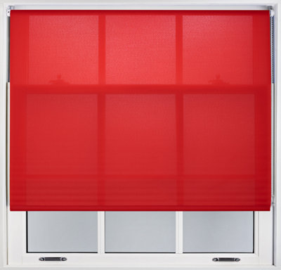 FURNISHED Daylight Roller Blinds with Metal Fittings - Red Trimmable Blind for Windows and Doors (W)45cm (L)165cm