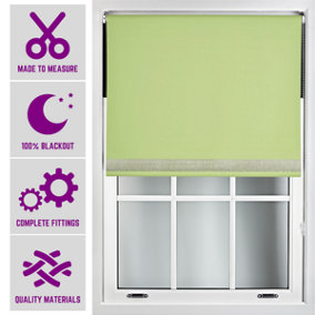 Furnished Diamante Edge Blackout Roller Blinds Made to Measure - Lime Green (W)120cm x (L)165cm