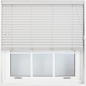 FURNISHED Faux Wood Venetian Blinds - Grey 50mm Slats Trimmable Blinds for Windows and Doors  (W)100cm (L)150cm