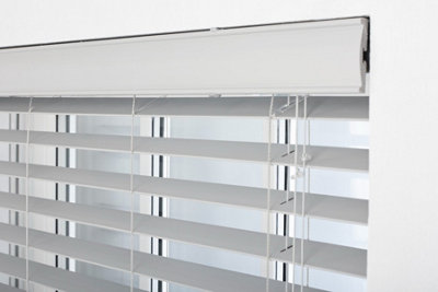FURNISHED Faux Wood Venetian Blinds - Grey 50mm Slats Trimmable Blinds for Windows and Doors  (W)115cm (L)150cm