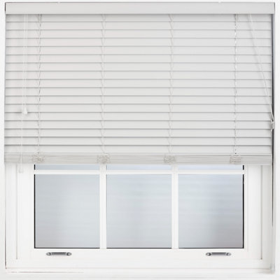 FURNISHED Faux Wood Venetian Blinds - Grey 50mm Slats Trimmable Blinds for Windows and Doors  (W)175cm (L)150cm